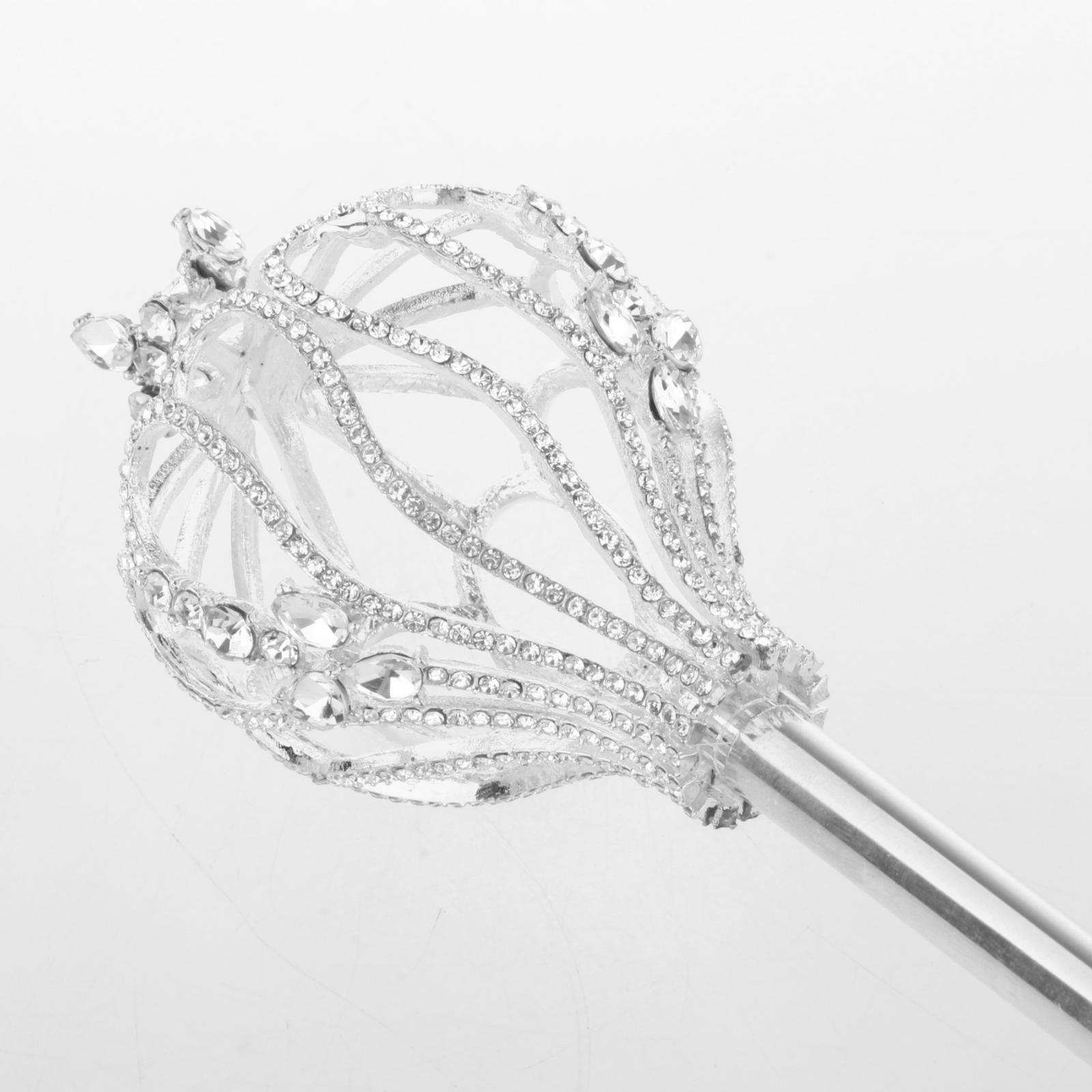 Rhinestone Scepter Royal Fairy Wand for Pageant Gifts Fancy Dress Silver