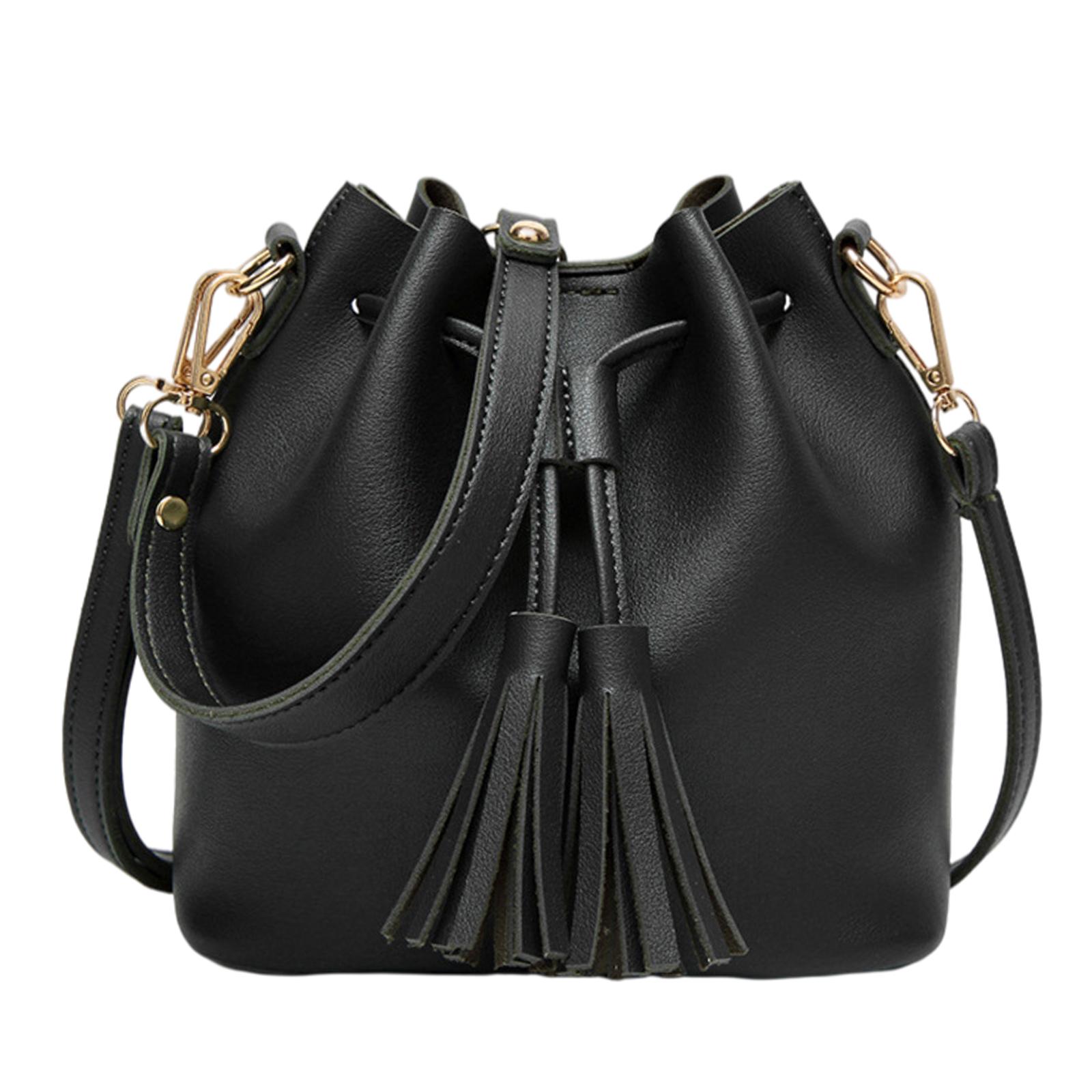 Bucket Shoulder Bag Drawstring Bag Purse Handbags Small Shopping Black