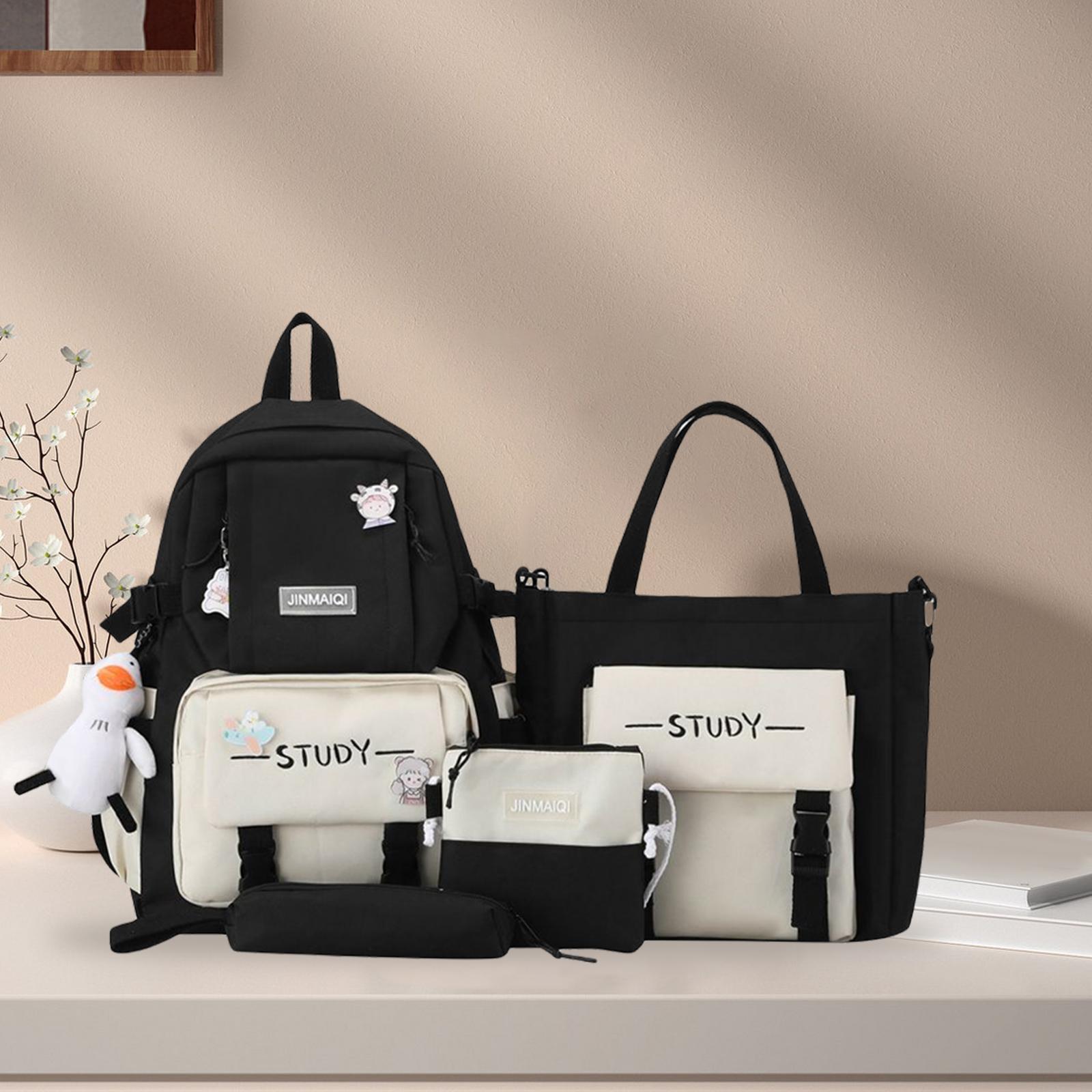 4x/set Teens Backpack Stylish School Computer Diaper Bag Schoolbag Black