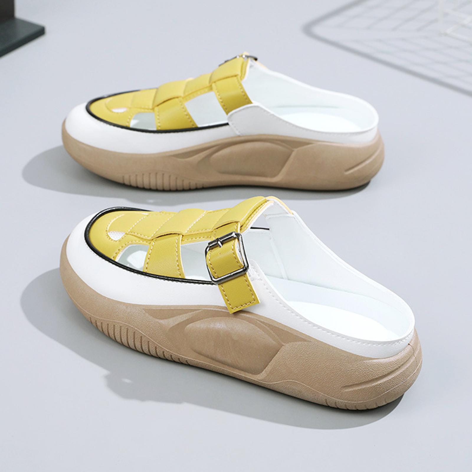 Women's Slide Sandals Comfortable Flat Shoes 5cm Thick Sole Nonslip Slippers Yellow 40