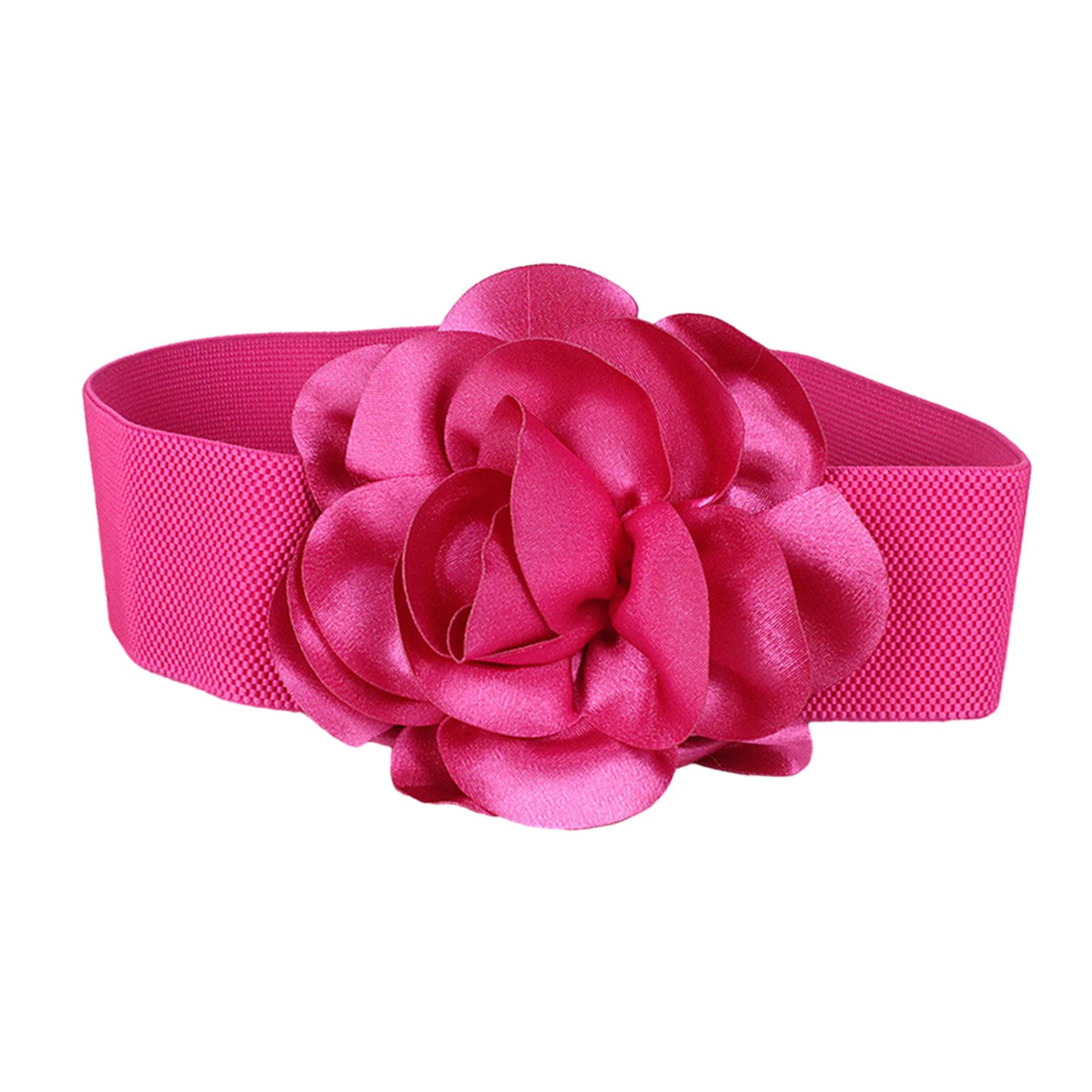 Wide Elastic Waist Belt Rose Red