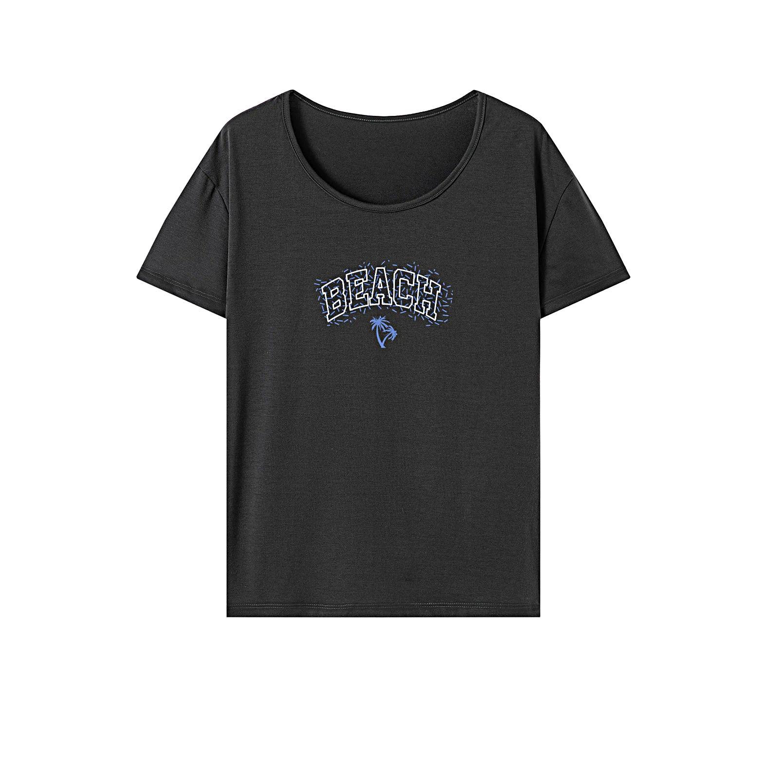 Women's T Shirt Summer Fashion Short Sleeve Top for Camping Walking Shopping S