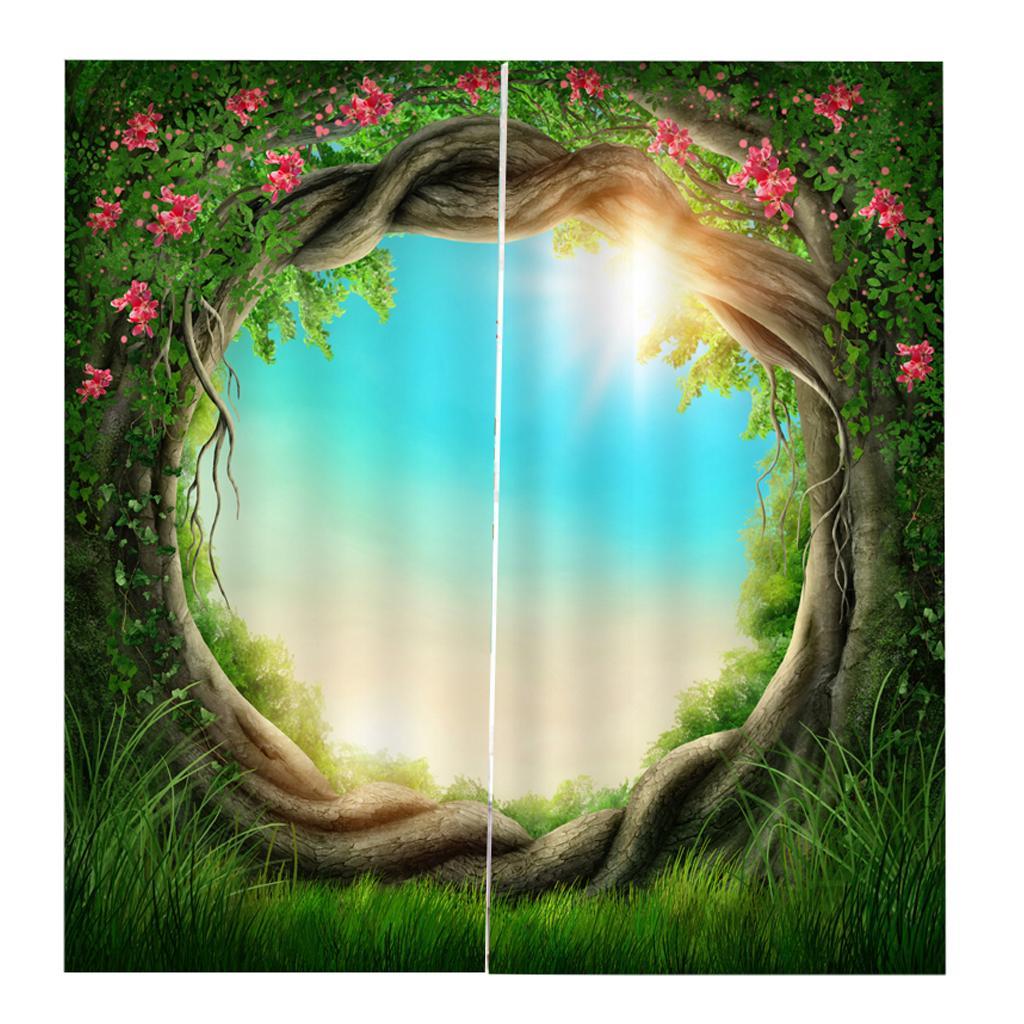 2 teile / satz Landschaft Vorhänge Silky Polyester Fenster
