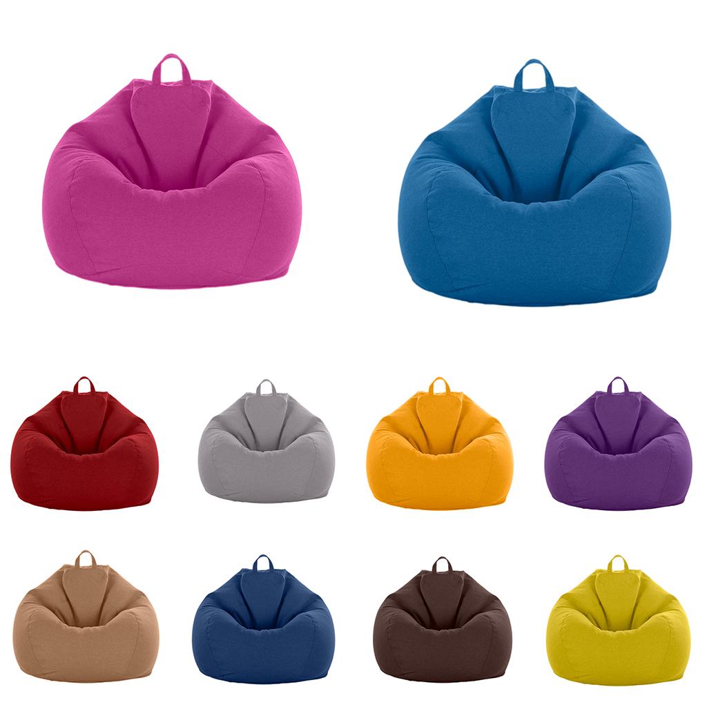 LDIW Sitzsack Bezug Hlle ohne Fllung Baumwoll-Leinenstoff Sitzsackhlle für Kinder und Erwachsene,Blau,80x90cm