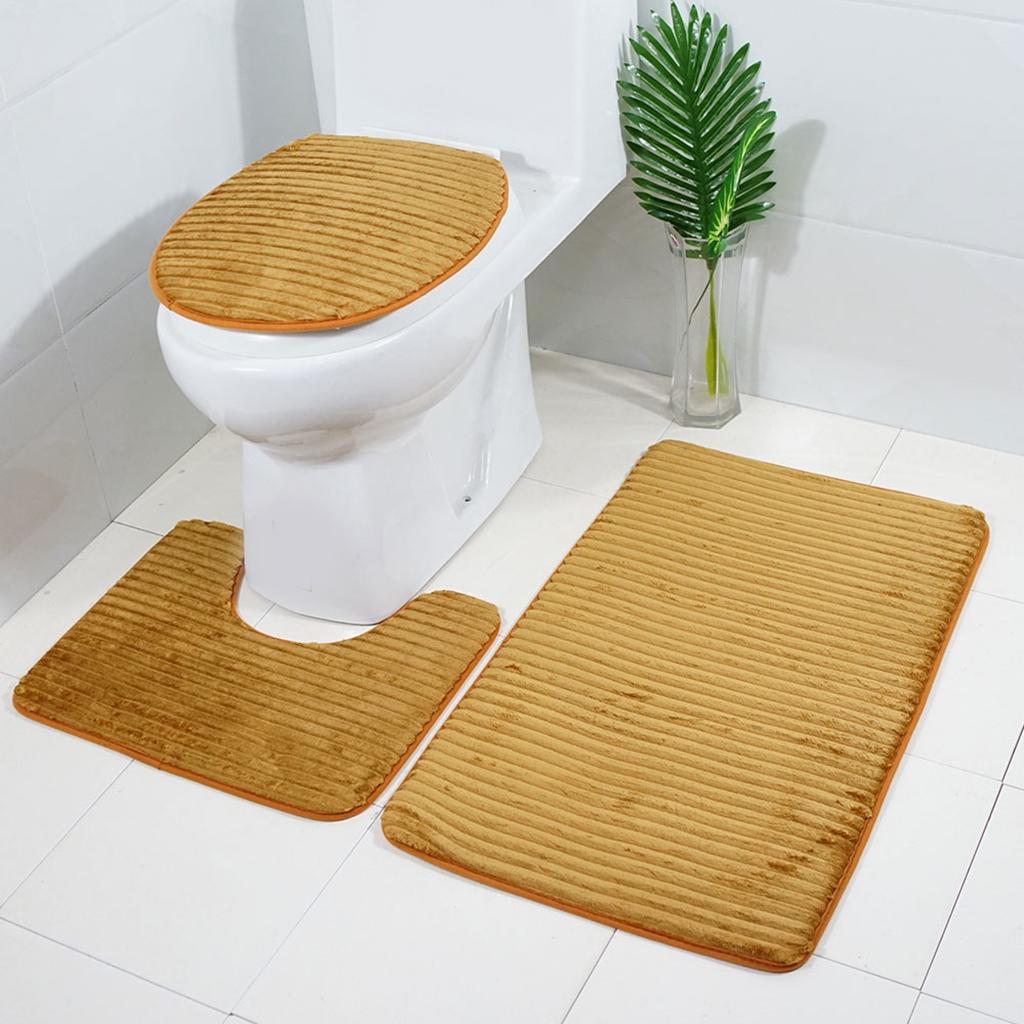 3 Piece Microfiber Bathroom Rug Set Contour, Square Mat ...