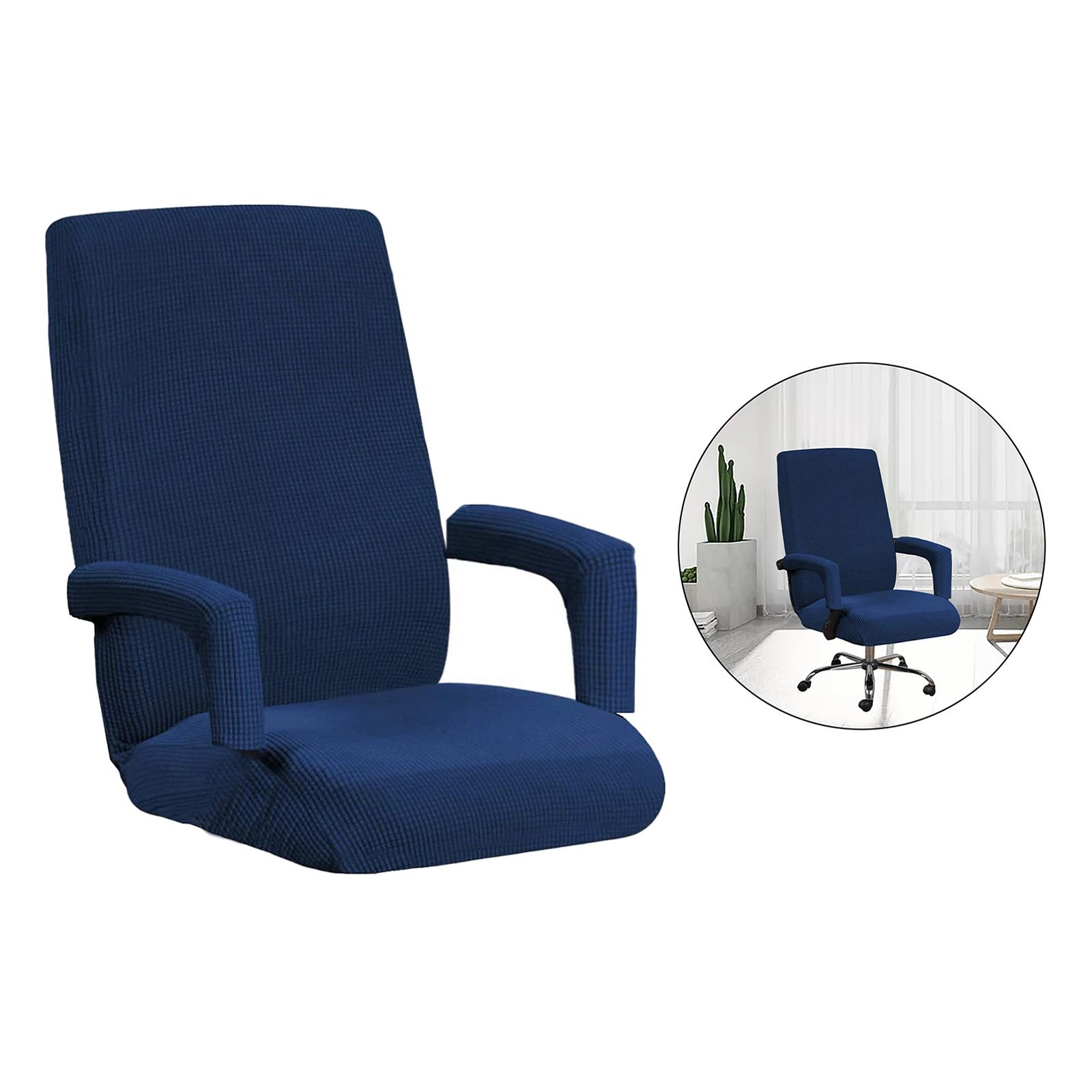 Home Office Computer Chair Full Stretchable Rotate Chair Seat Cover Navy L