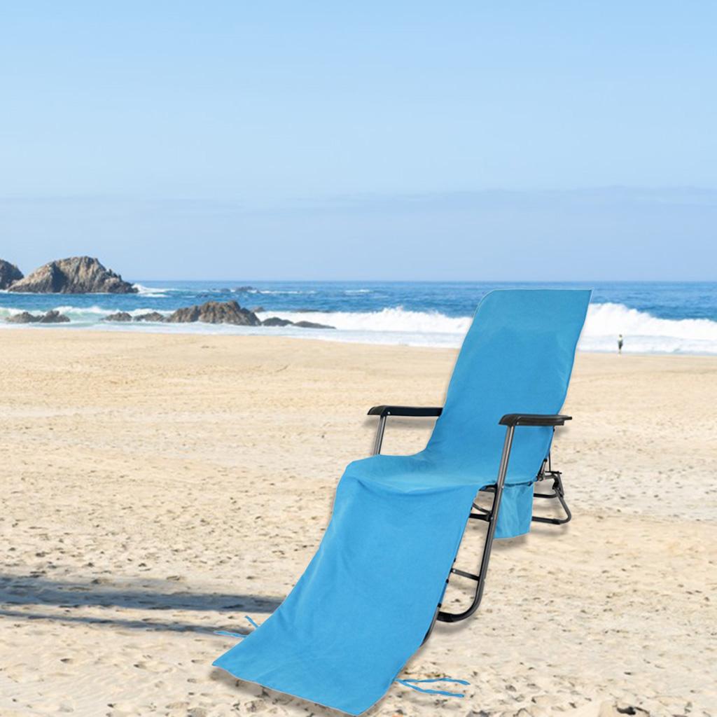 Lounge Chair Cover Microfiber Chaise Towels Terry for Beach Pool  Blue