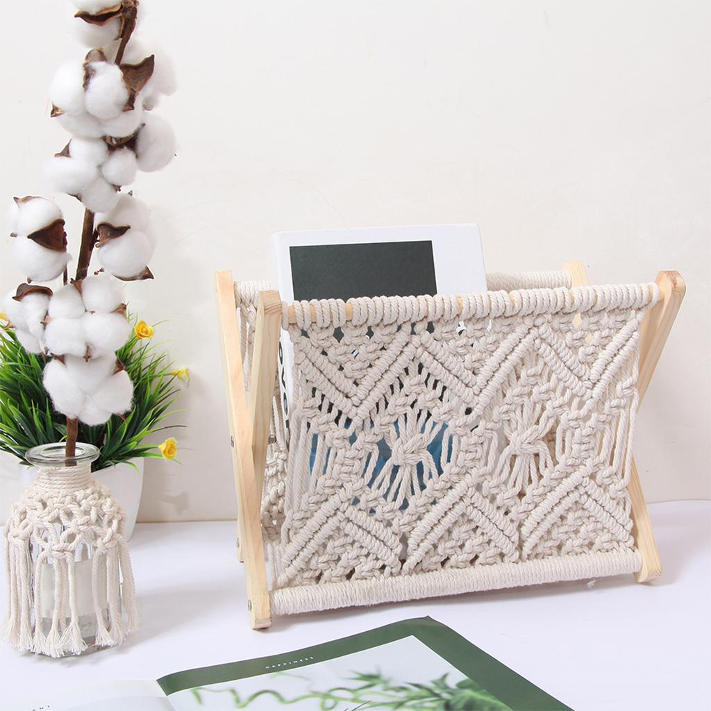 Magazine Rack Storage Standing Basket Sundries Boho DIY Bathroom Office