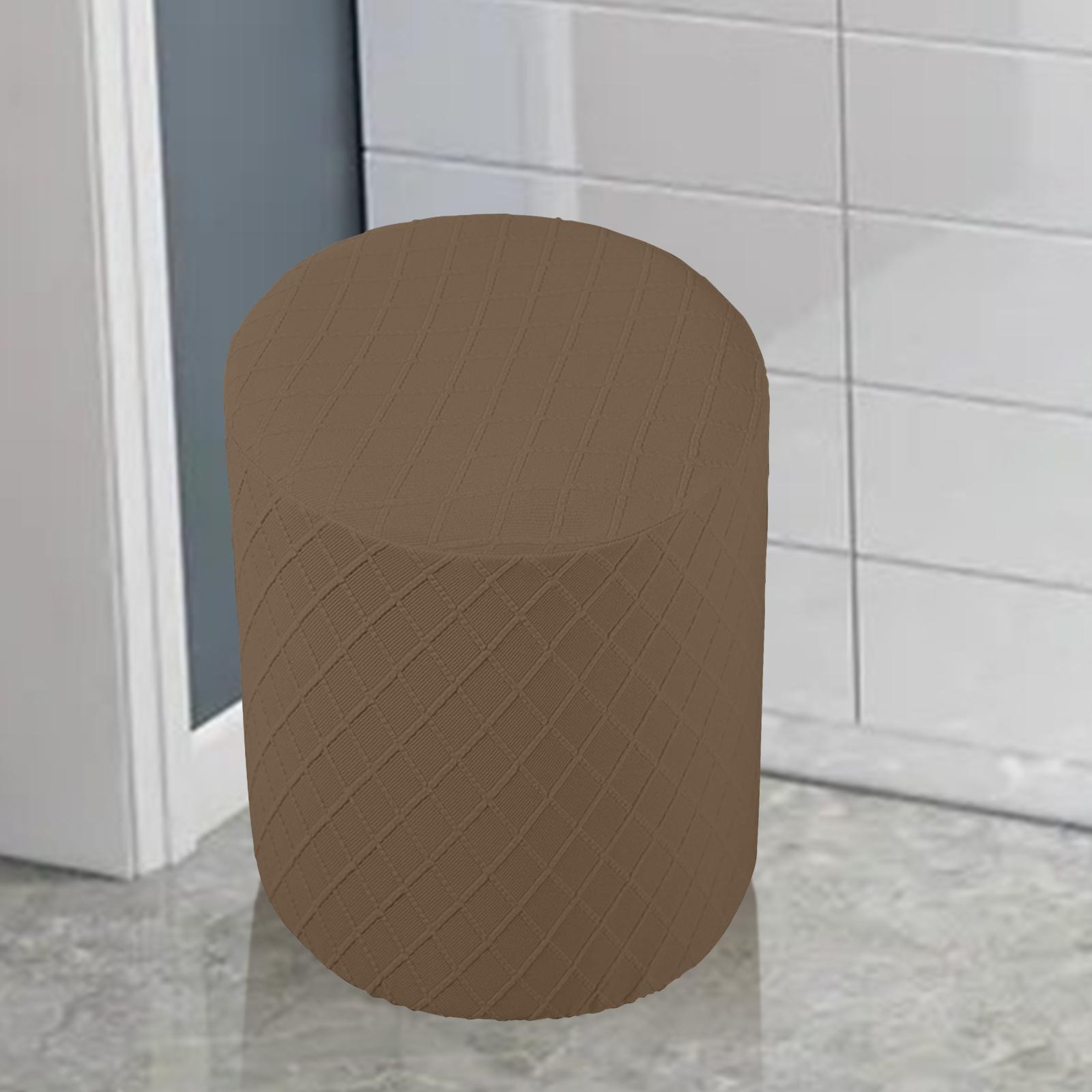 Round Stretch Ottoman Slipcovers Footrest Sofa Cover Foot Stool Covers Brown