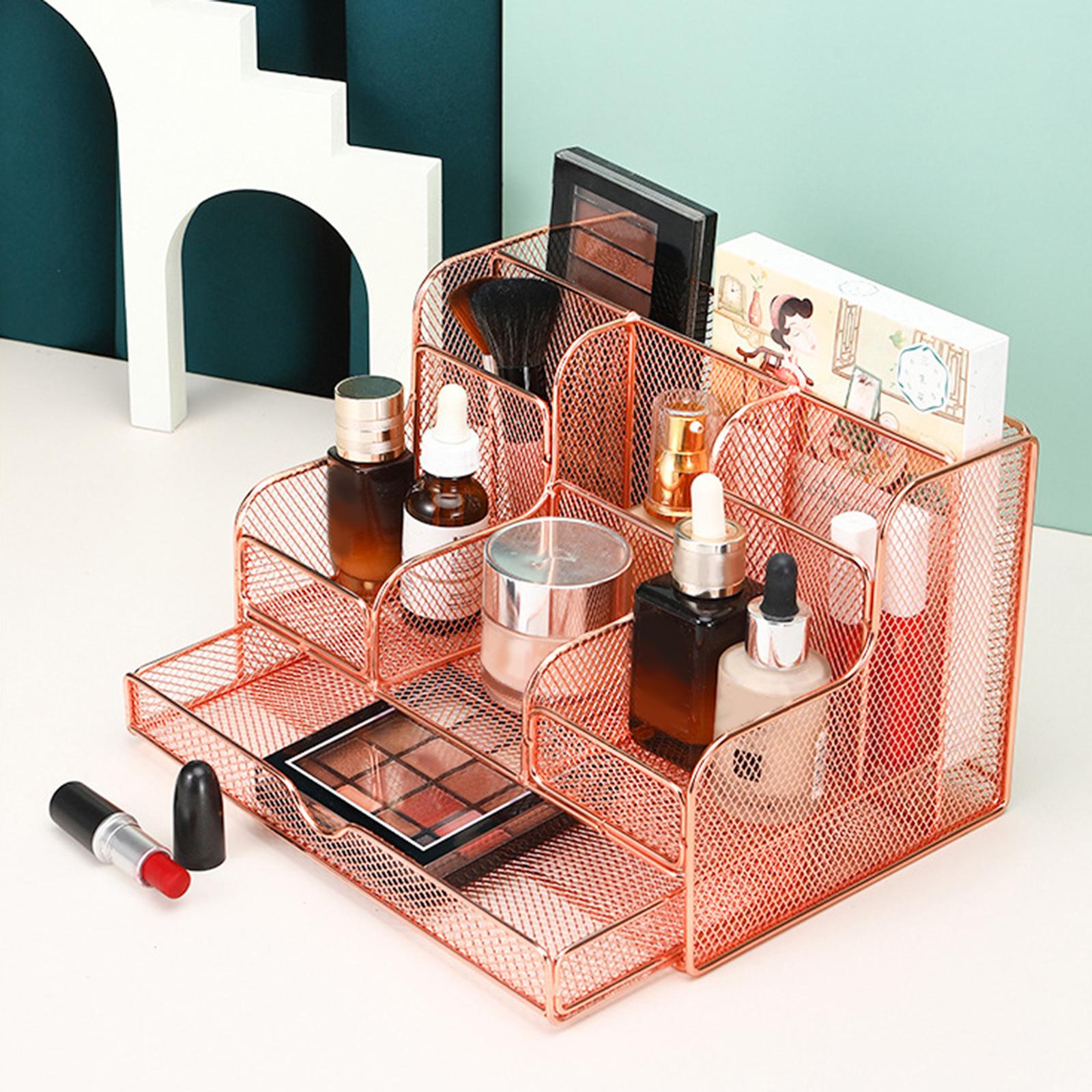 Mesh Desk Organizer Pen Holder Desk Accessories Organizers Rose Gold