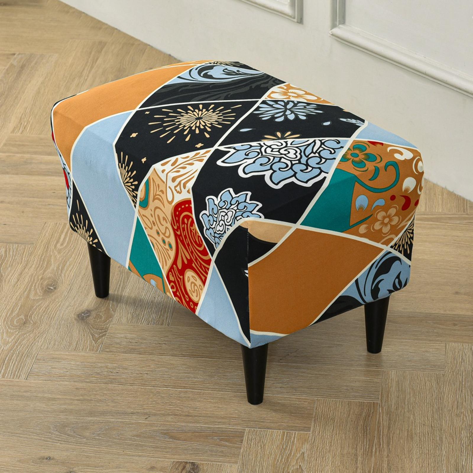 Stretch Ottoman Covers Printed Protector Cover Modern Living Room Style D