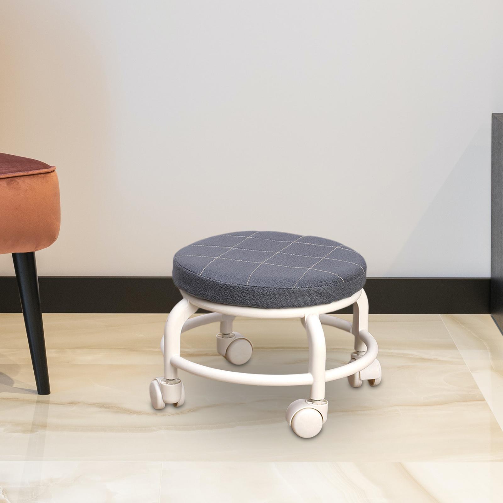 Low Roller Round Seat Footrest Small Sturdy Swivel Chair for Gray