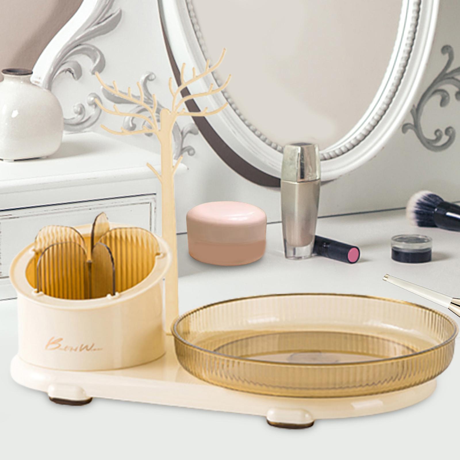 360° Rotating Makeup Organizer Jewelry Organizer for Bathroom Eyebrow Pencil Yellow