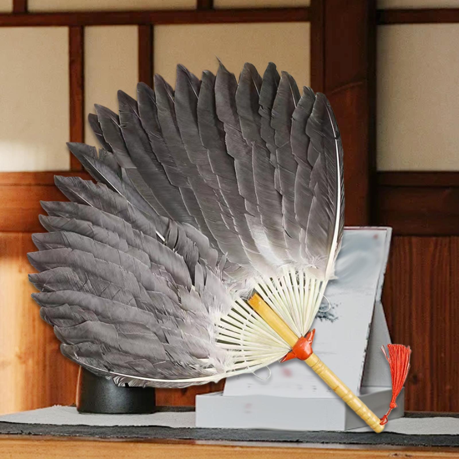 Ancient Chinese Zhuge Liang Feather Fan Decor Men for Festival Dance Holiday Style A