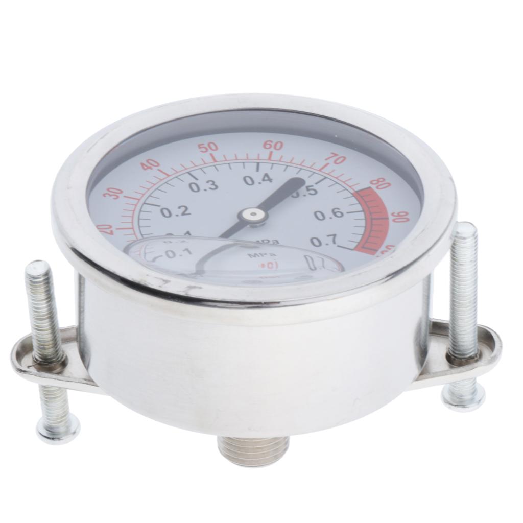 Pressure Gauge, Stainless Steel Case, Liquid Filled, Back Mount 0-100psi