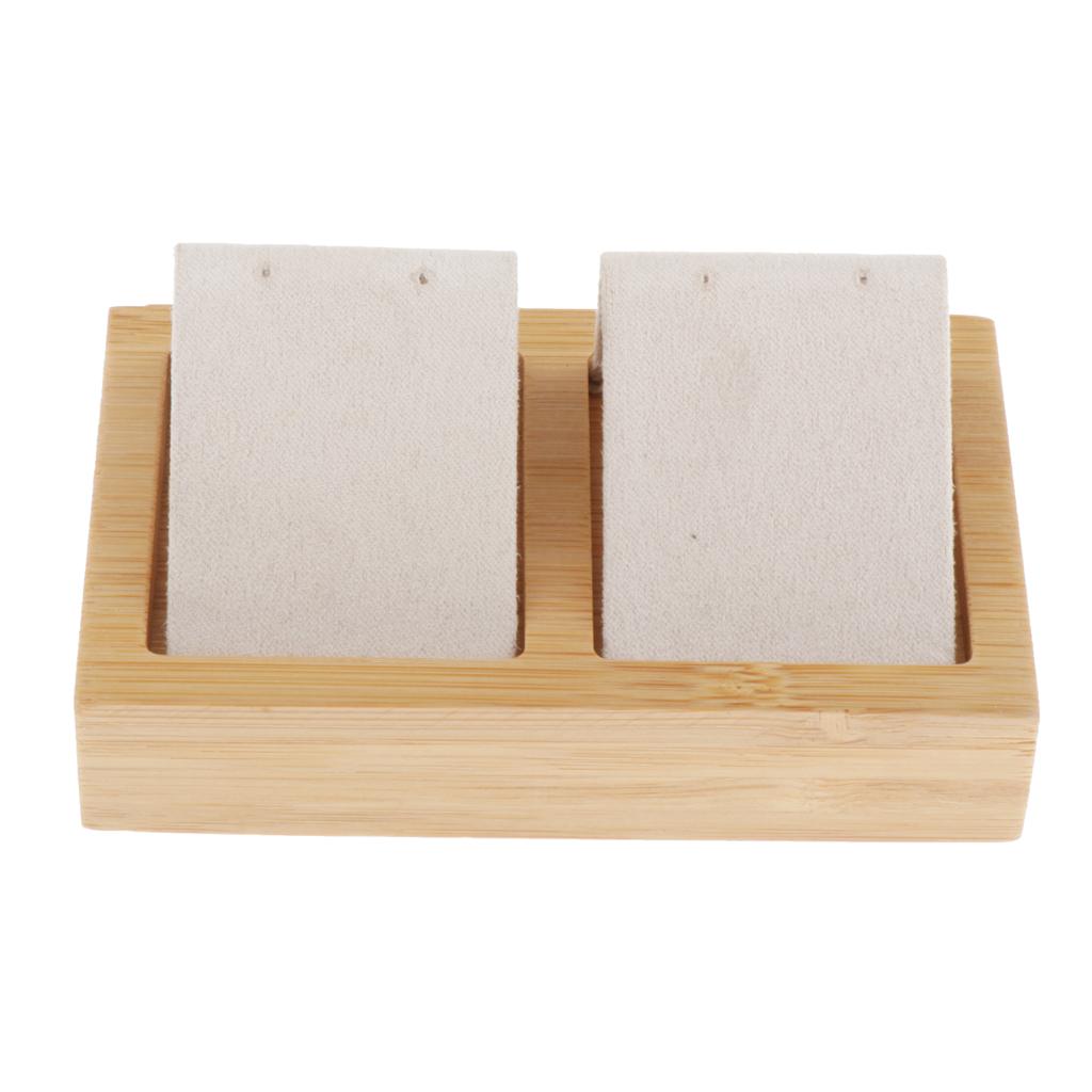 Bamboo Wooden Drop Earrings Ear Studs Display Rack Organizer 2 Slot White