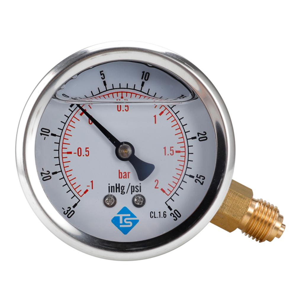 Vacuum Gauge 68mm , -1/0 Bar &-30*Hg - Male Bottom Connectio C