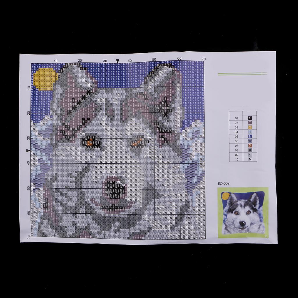 Latch Hook Kits DIY Animal Pattern Pillow Making Package 43x43cm Wolf