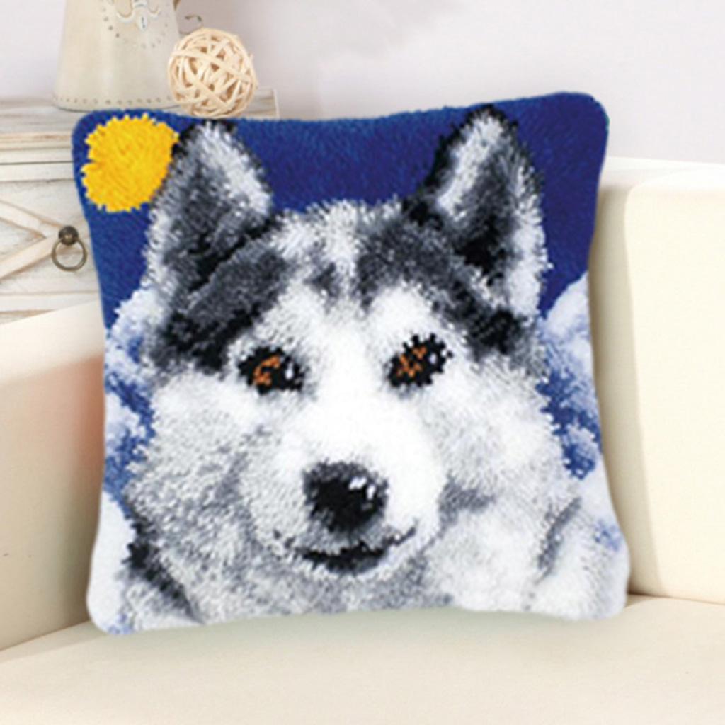 Diy Latch Hook Kit Pillow Making Package Wolf Tiger Giraffe Owl