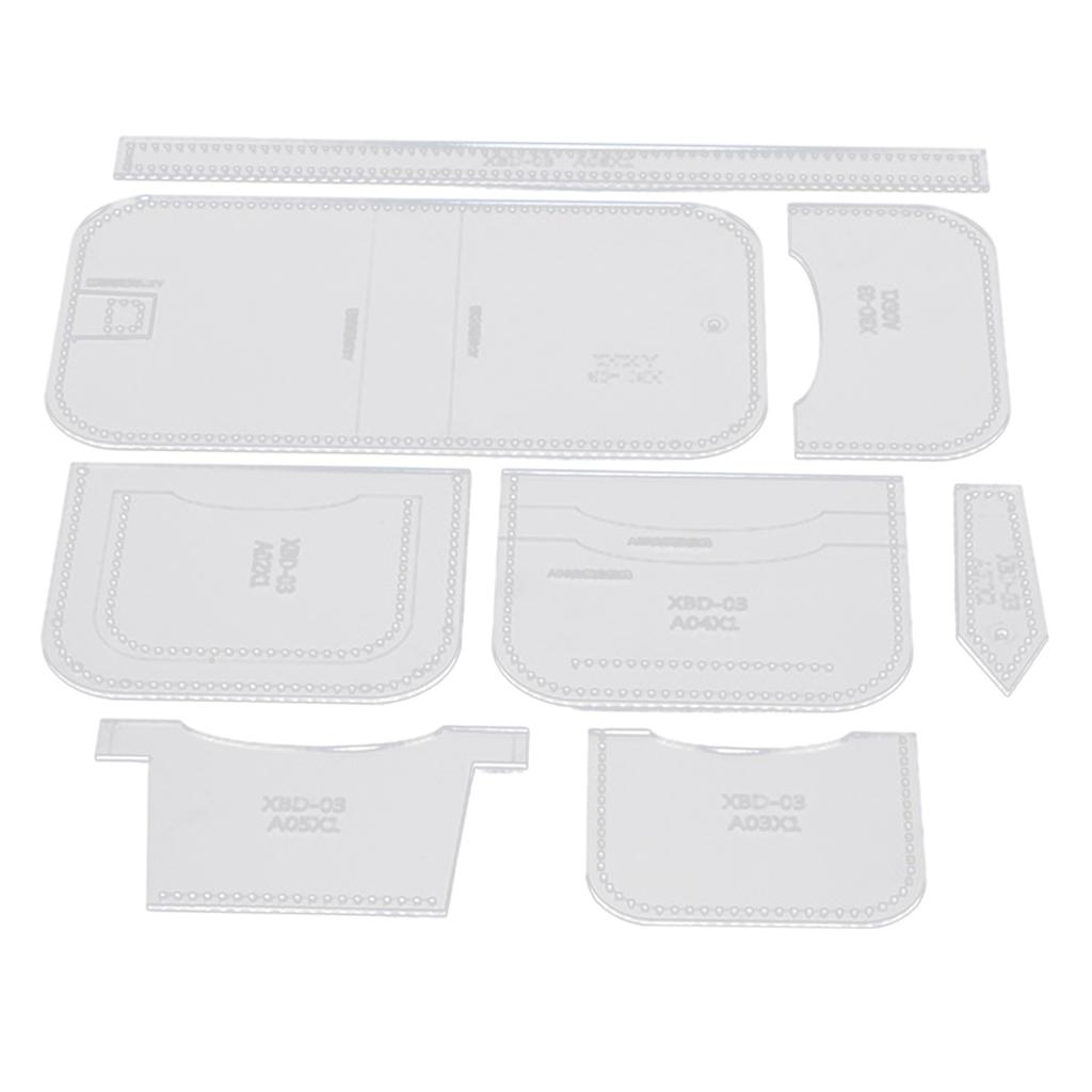 8pcs Acrylic Purse Pattern Stencil Template Card Wallet Leathercraft Tool