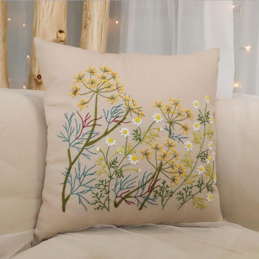 3Pieces DIY Embroidery Kit Pillow Case Handmade Gifts For Beginners