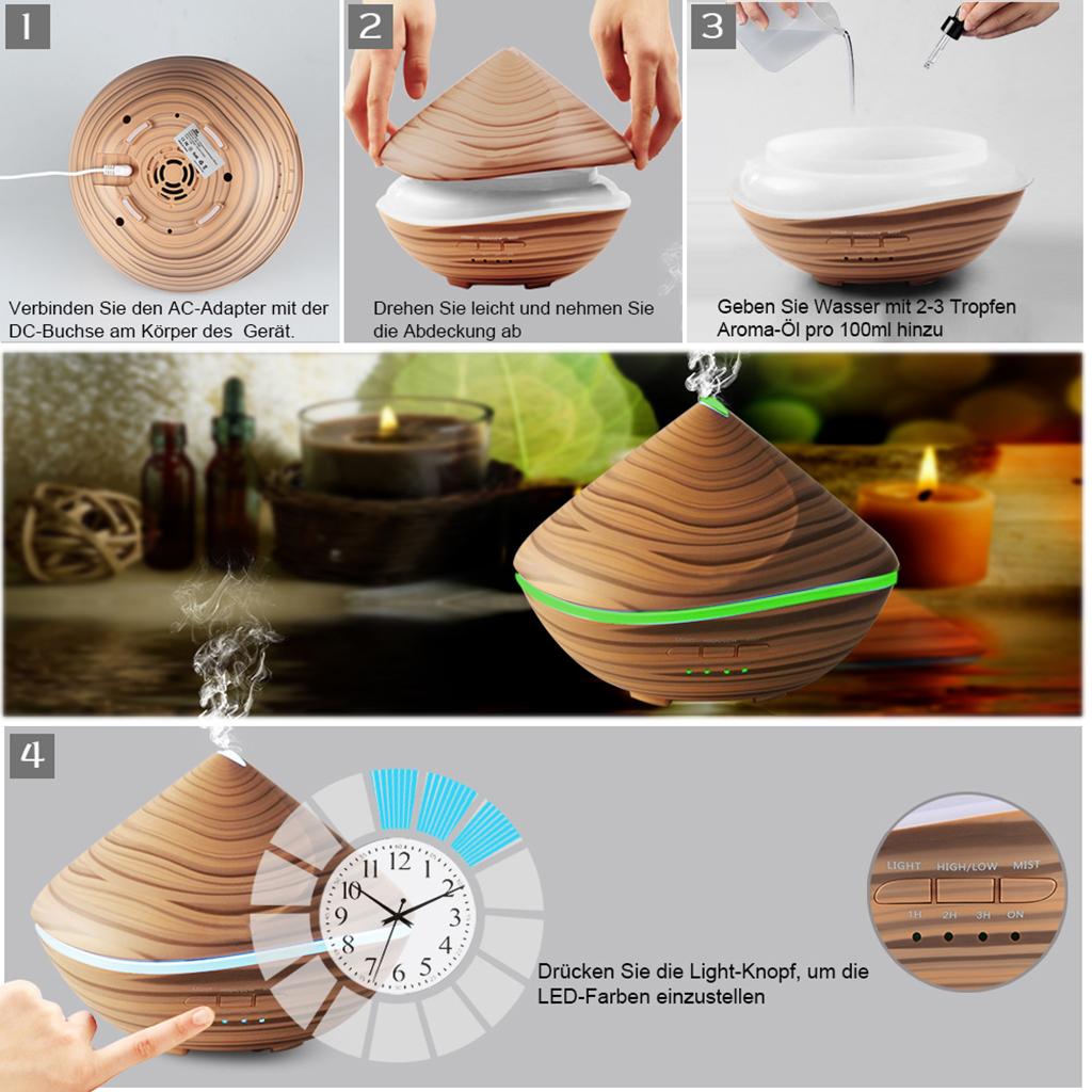 Aroma Humidifier Ultrasonic Fragrance Essential Oil Mist Diffuser EU Plug
