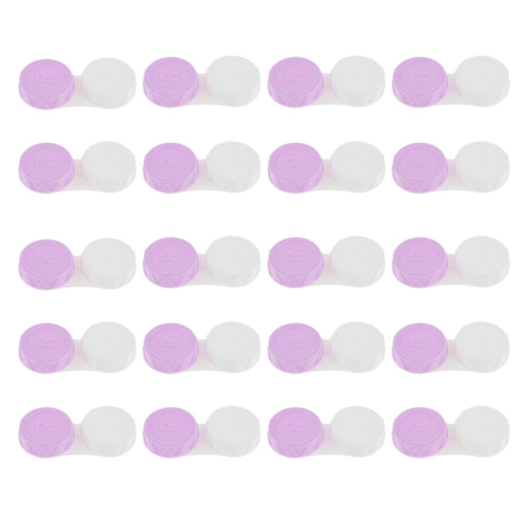 20 Pieces Mini Contact Lens Box Travel Lenses Cases Container Holders Purple