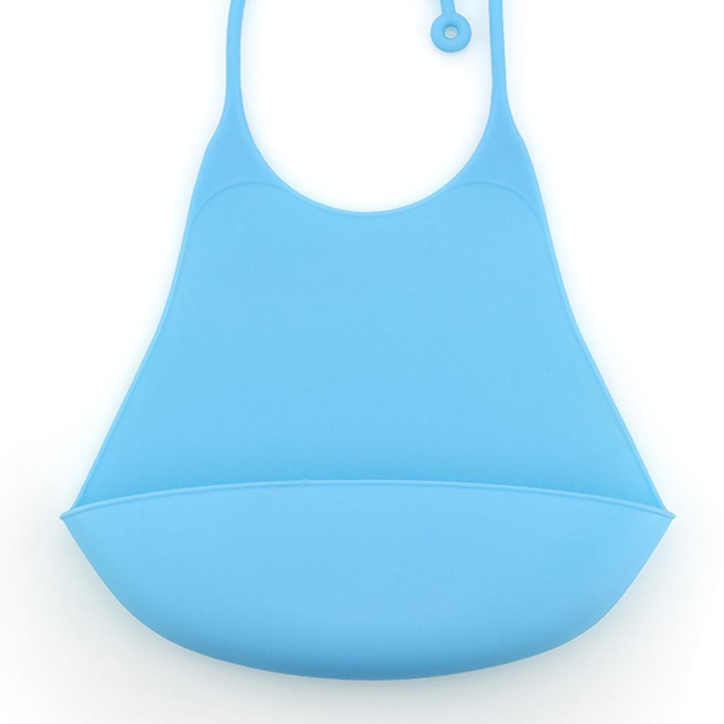 Silicone Adult Bib Reusable Clothing Eating Mealtime Protector Light Blue
