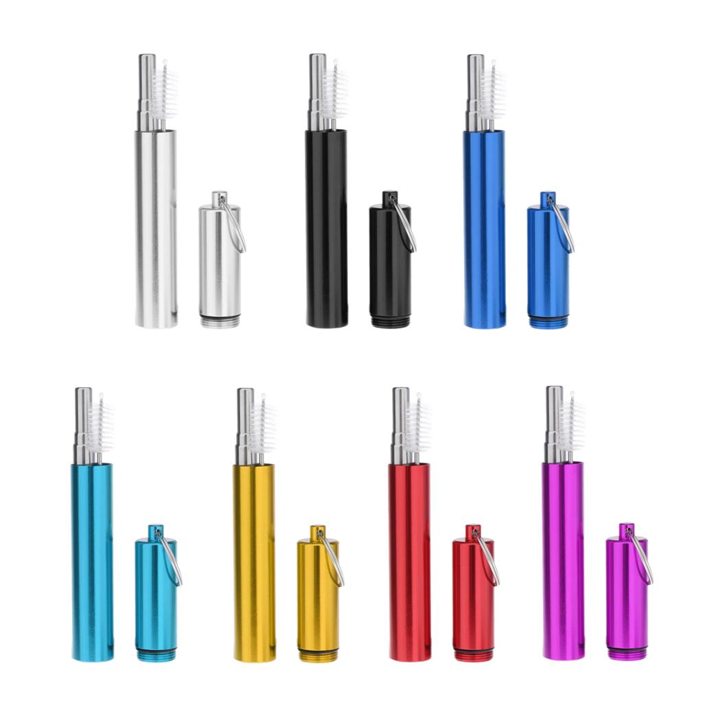 Reusable Stainless Steel Metal Straw Portable Telescopic Straw Set Silver