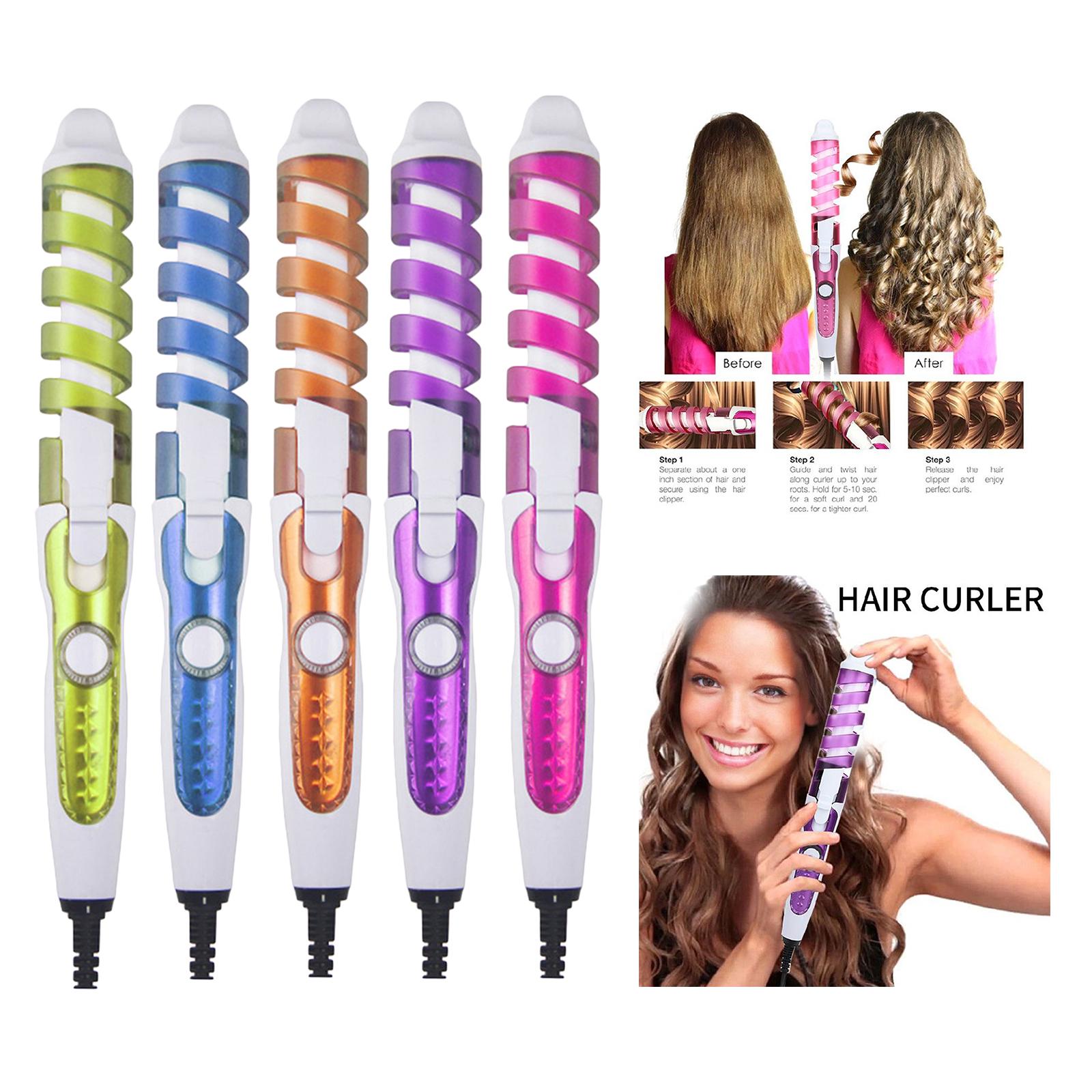 Conical Ceramic Hair Curling Iron Wand Electric Hair Iron EU blue