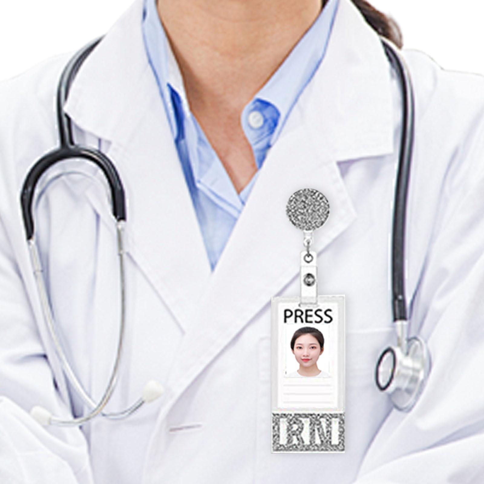 Photocard Holder Badge Holder Reel Retractable Keychain for Home Backpacking grey