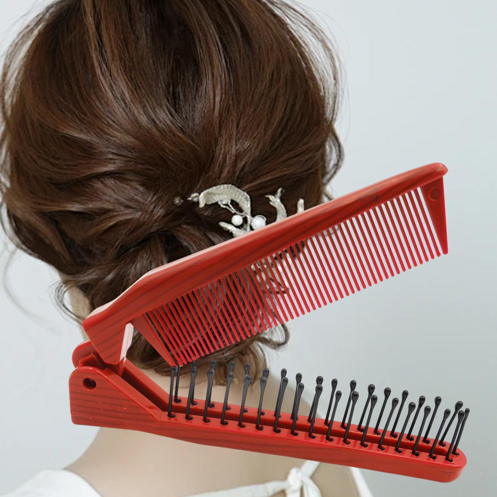 Pocket Hair Comb for Detangling Travel Foldable Brush for Trip Car Women Men red