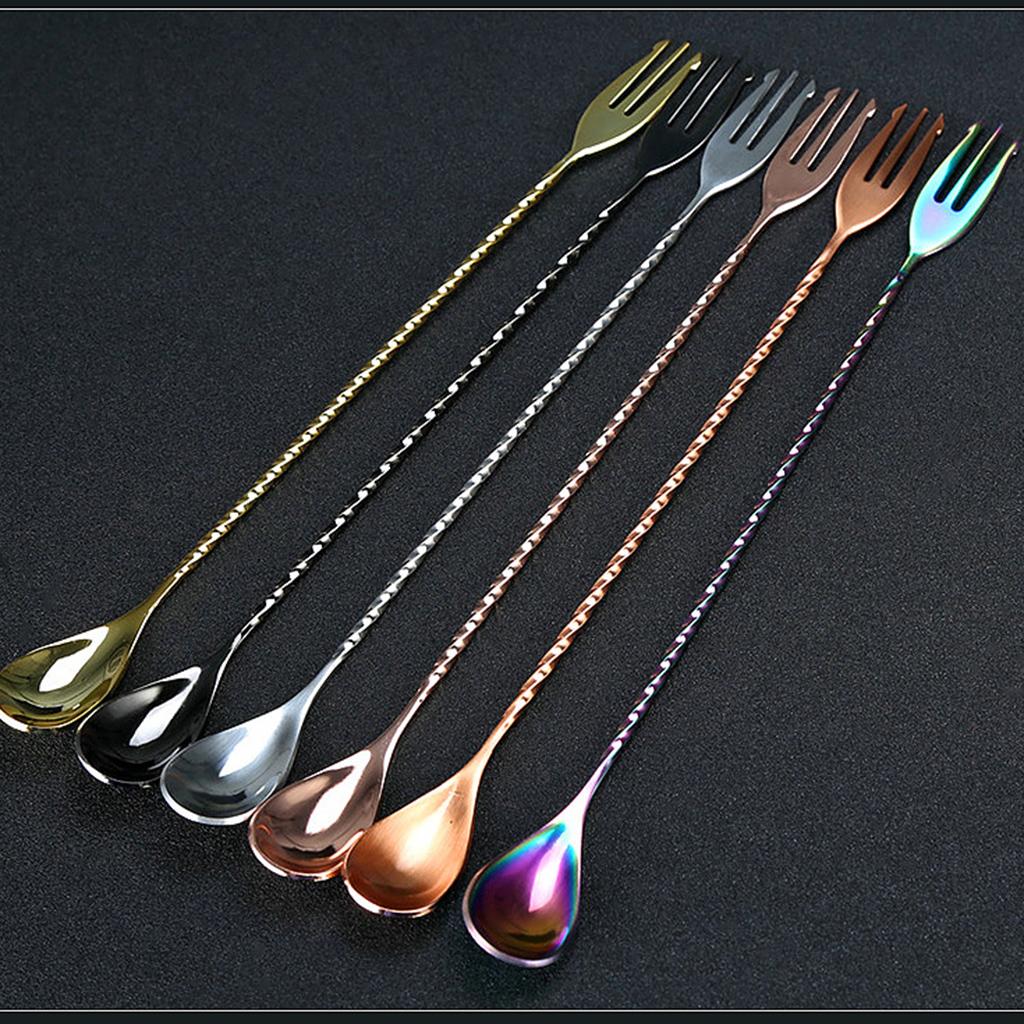 Stainless Steel Long Handle Drink Spoon Bar Spoon Bar Tool 40cm Gold