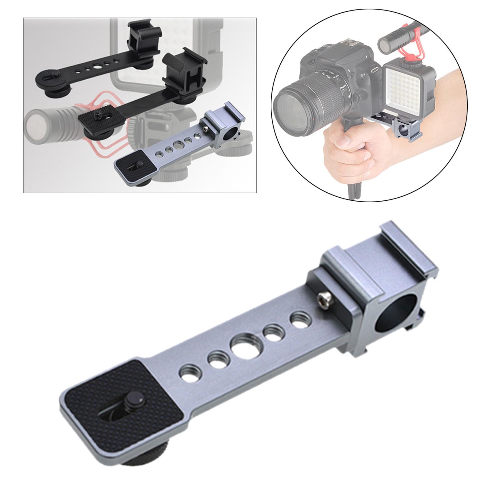 Triple Cold Shoe Mount Plate Microphone Stand Extension Bracket 120x280mm