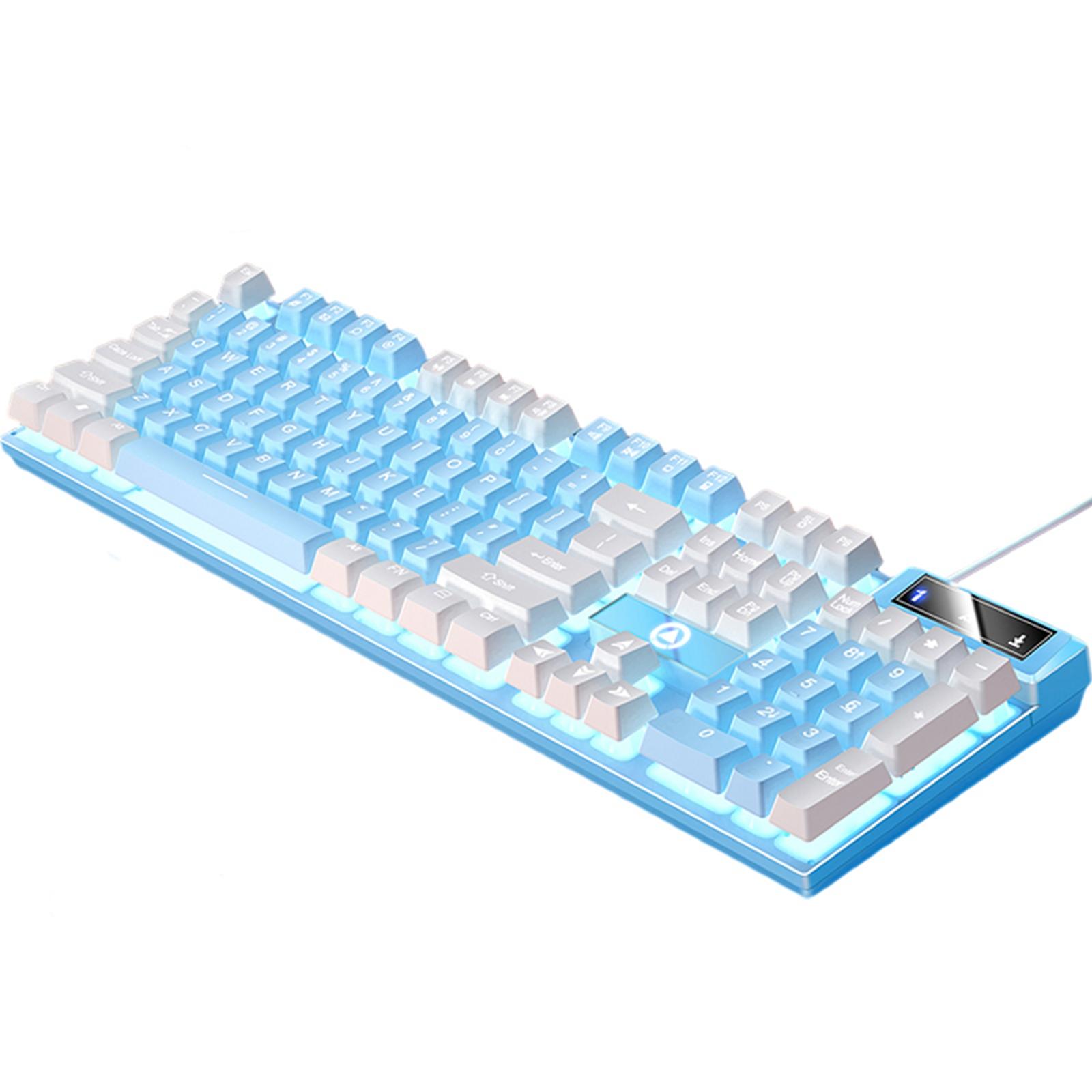 Mechanical Gaming Keyboard USB LED Lighting for Game Office Blue White