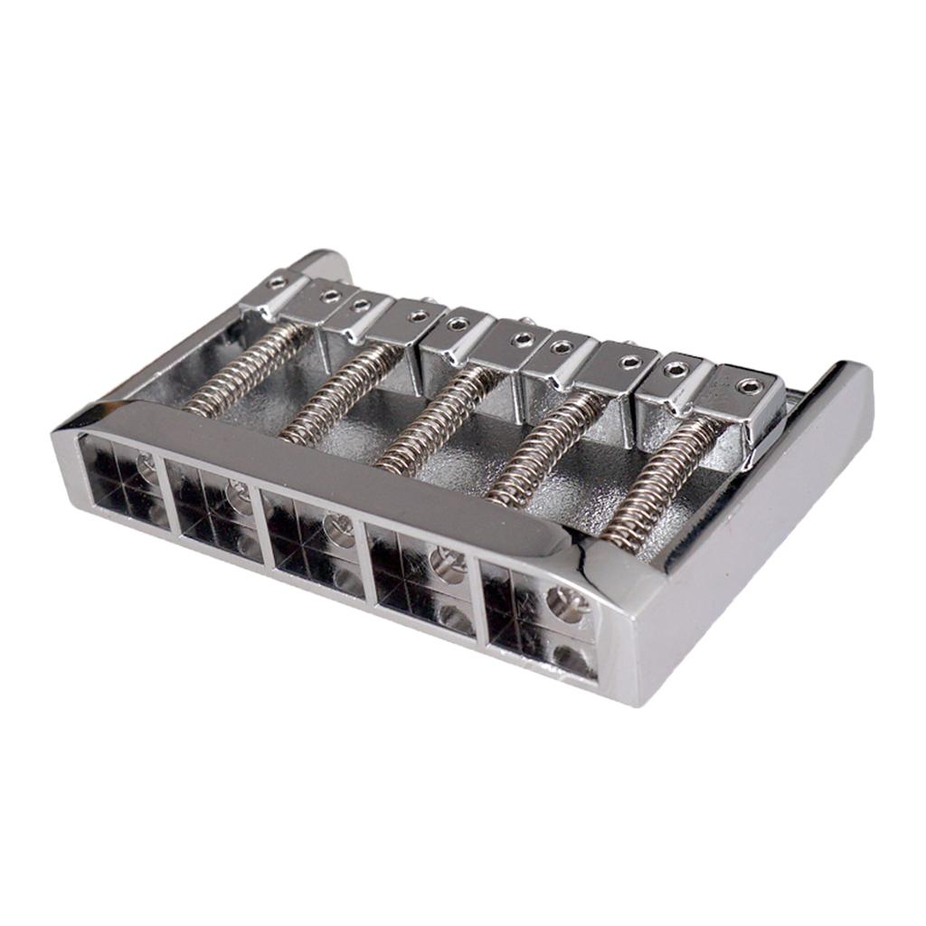 83mm 5 String Electric Bass Bridge with 6 Screws & 1 Wrench Silver
