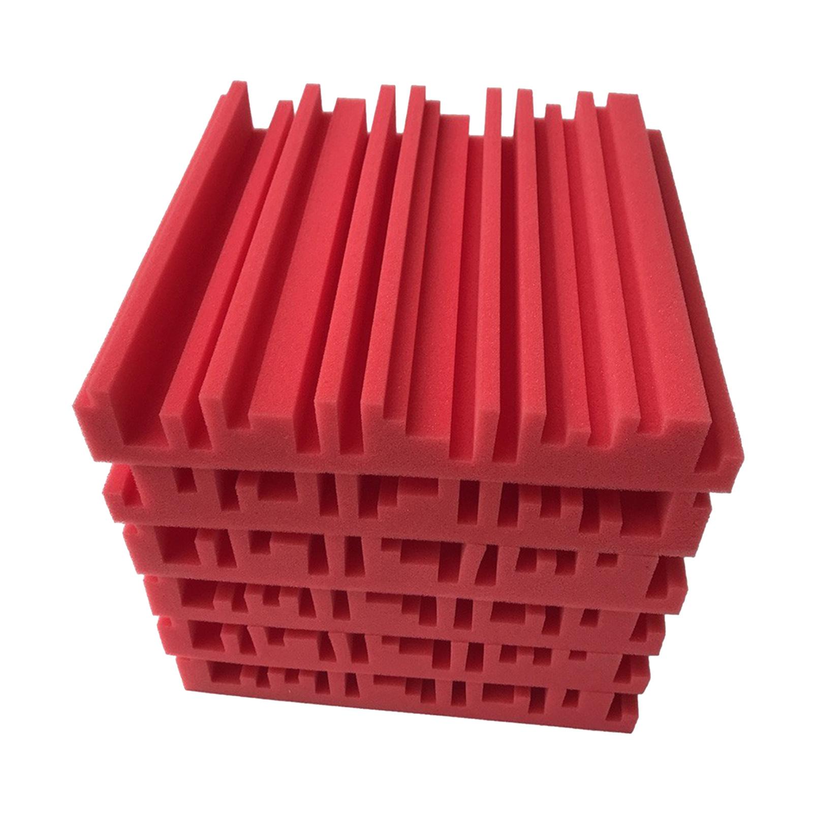 6pcs 30X30X5CM Soundproofing Acoustic Foam  Noise Sound-Absorbing Red