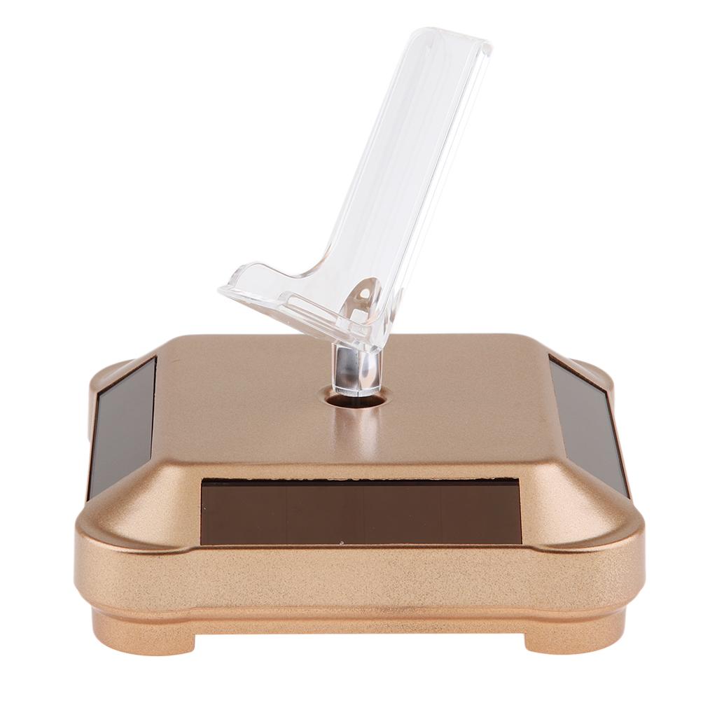 Solar Powered Rotating Display Stand Turntable Holder Tray + Rack Golden
