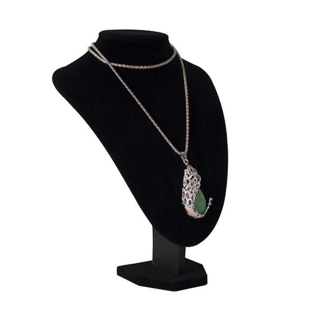 Necklace Pendant Display Bust Mannequin Stand Holder Black Velvet 36x24x20cm