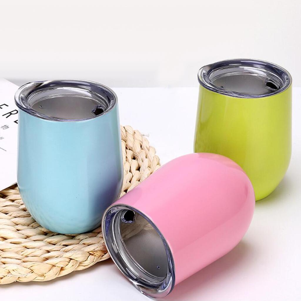 Insulated Stainless Steel Wine Double Wall Vacuum Cup 12oz Light Pink