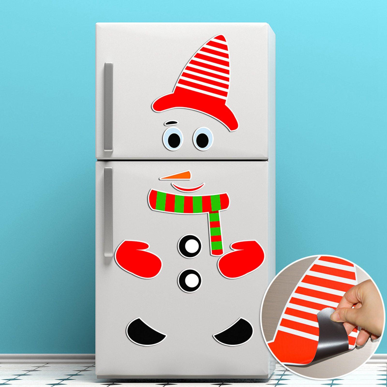 Snowman Refrigerator Sticker Expression Waterproof Christmas Decor CT003