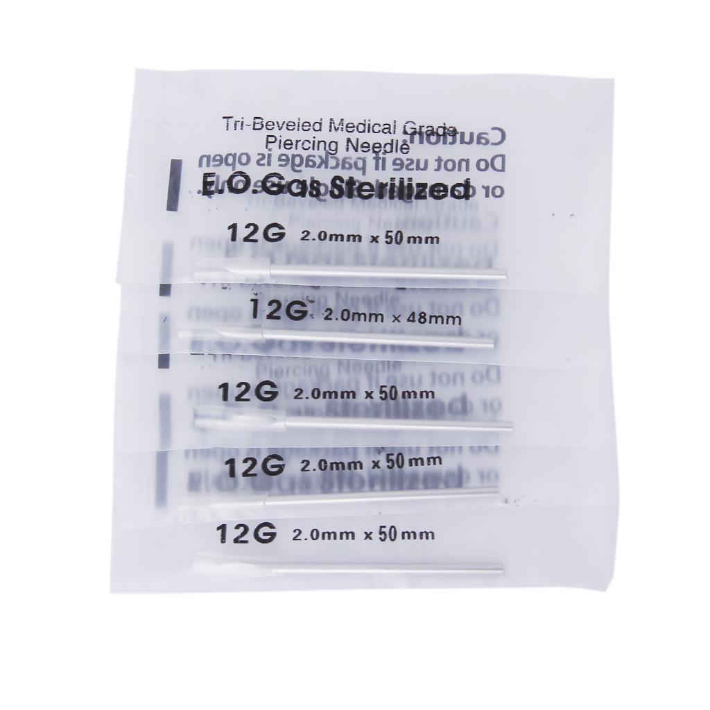 10PCs 316L  Steel Body Piercing Needle 12G