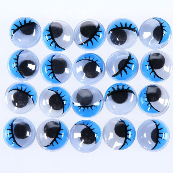 100pcs Blue Movable Wiggly Eyes w/ Eyelash 12mm