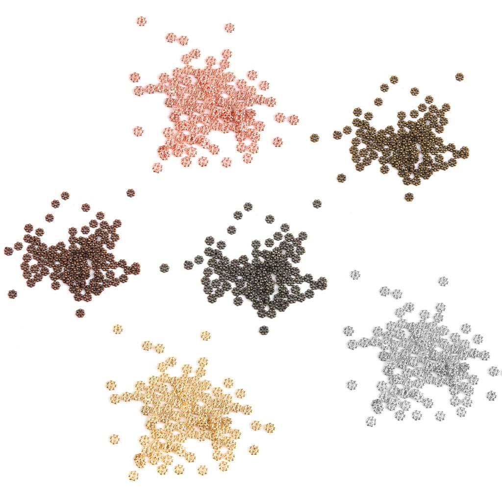 3x100x Snowflake Flower Spacer Beads Charms Jewelry DIY Crafts 4mm red copper