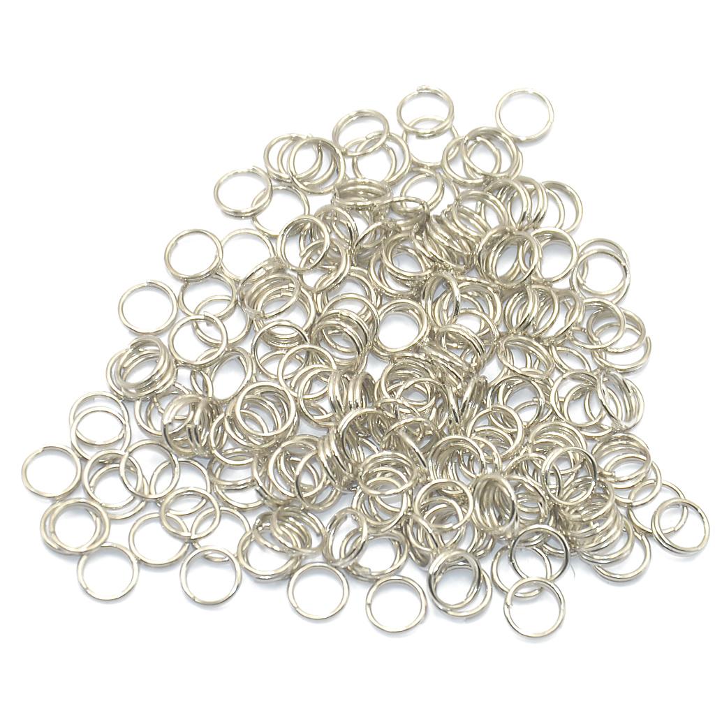 200pcs Split Double Key Rings 0.6 x 6 mm Silver