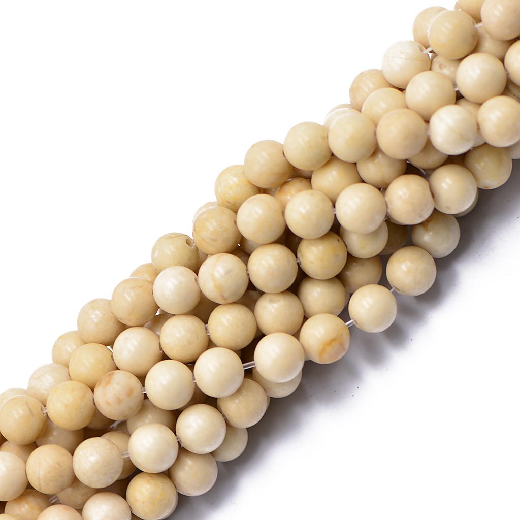 8mm Beige Cream Coral Round Loose Beads Strand 15.5 Inch