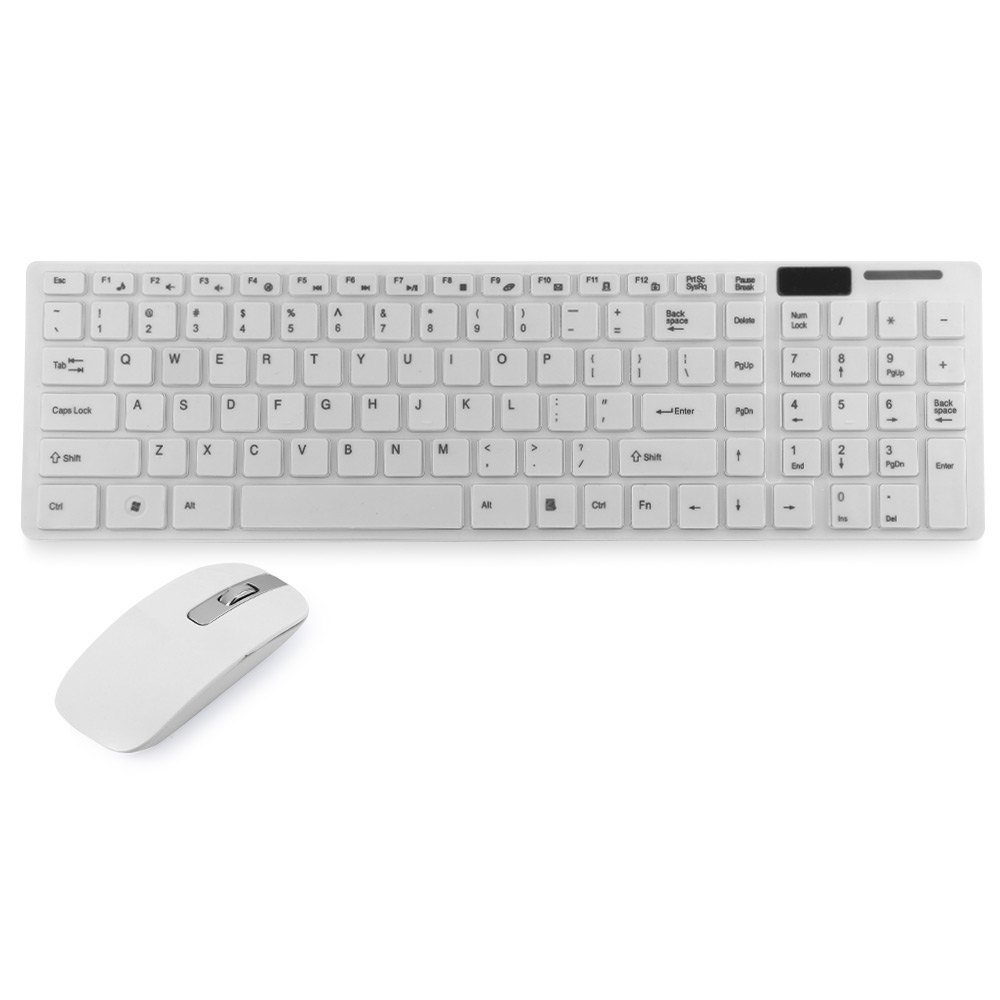 White 2.4G Wireless Keyboard and Slim Optical Mouse Mice and Keyboard Cover