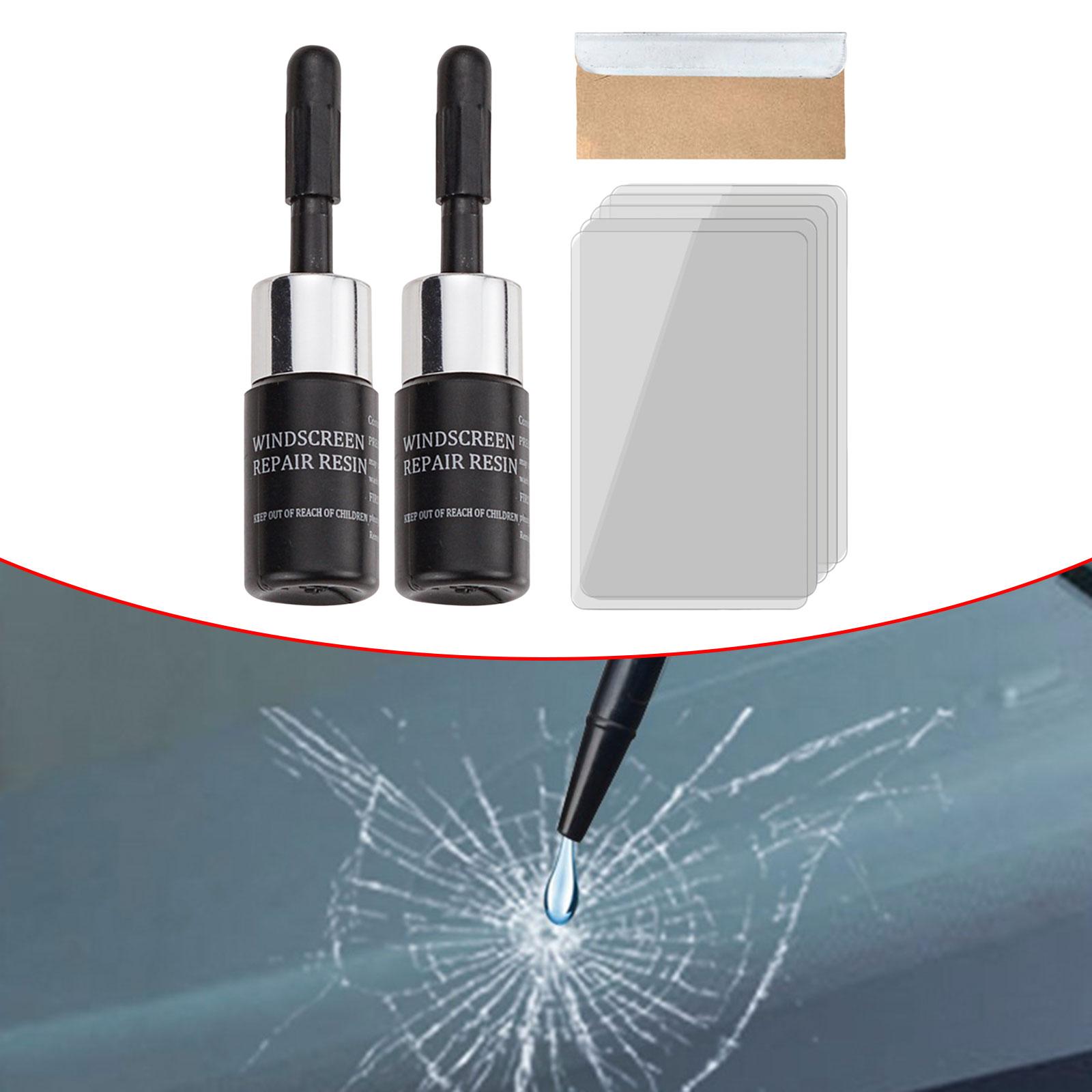 2 Pieces Car Windshield Crack Repair Resin Kit Easy to Use Nano Fluid Filler Black