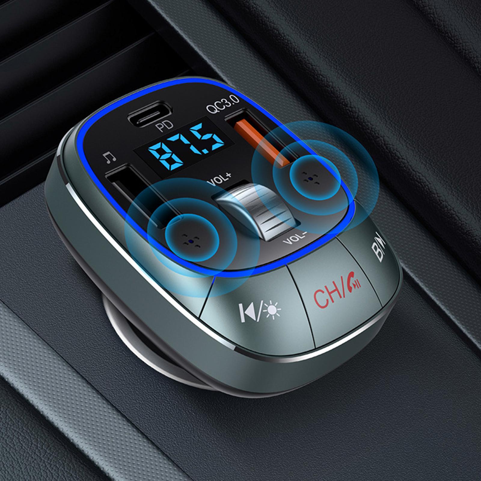 Bluetooth Car Adapter Stable Connection Dual Mic Handsfree Call Music Player