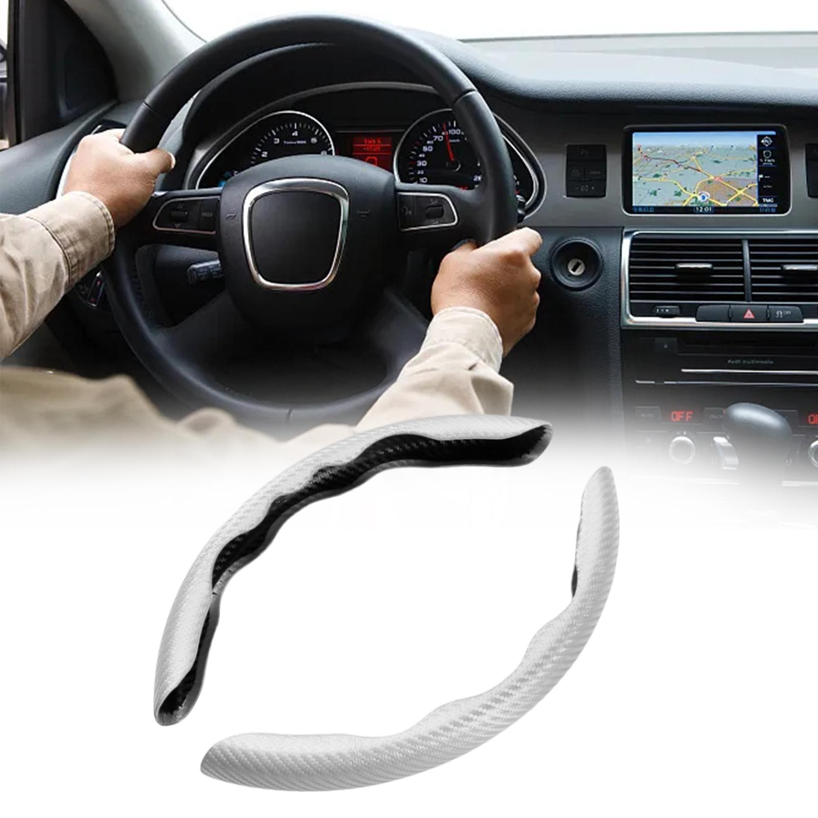 Carbon Fiber Steering Wheel Cover Universal Fit 38cm Stable White